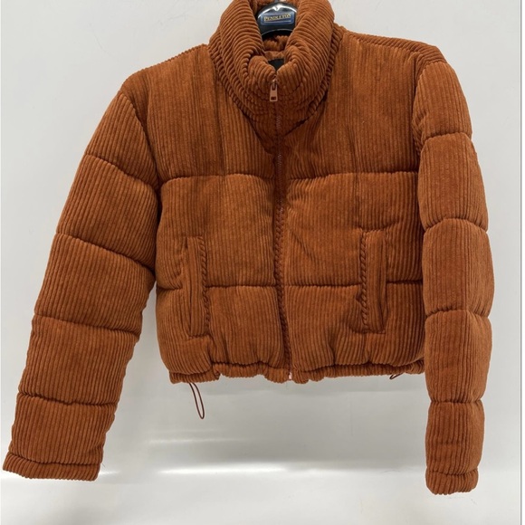 7 For All Mankind Jackets & Blazers - 7 For All Mankind Brown Corduroy Cropped Puffer Jacket